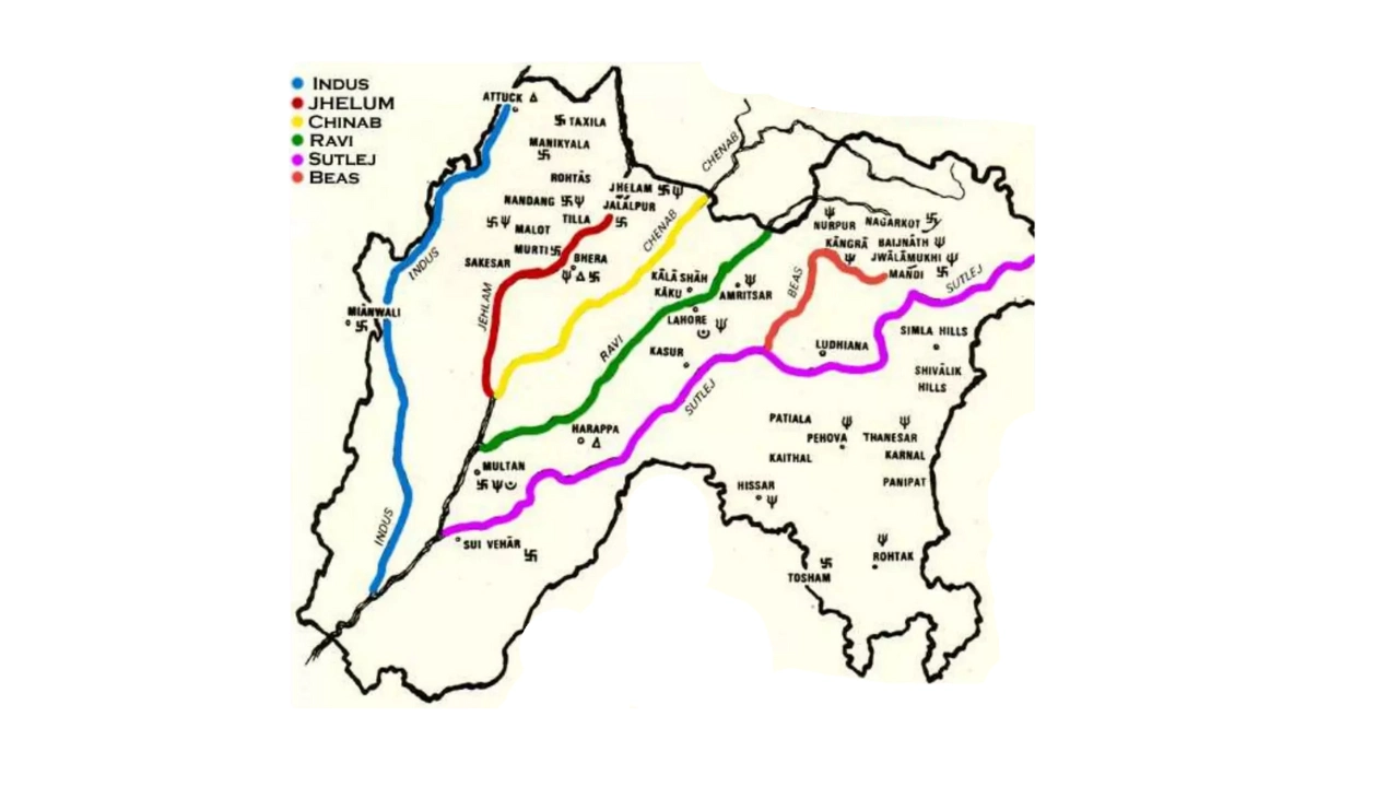 Five rivers passing through punjab