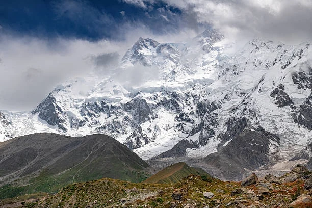 Beautiful view of Nanga Parbat from Fairy Meadows towards Nanga Parbat Base Camp in the Himalayas, Pakistan